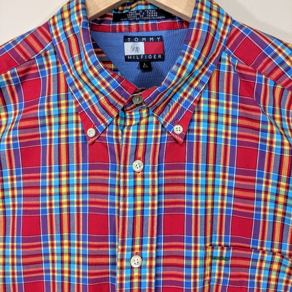 Vintage Tommy Hilfiger Plaid Short Sleeve Shirt - Picture 3 of 5